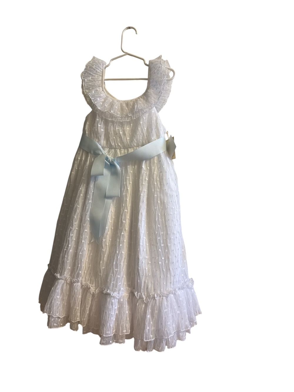Laura Ashley London Girls/Kids White Swiss Dot Ruffle Dress 6X NWT